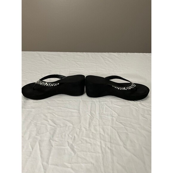 Women's Size 8 Yellow Box Bling Heeled Flip Flops - Picture 5 of 9